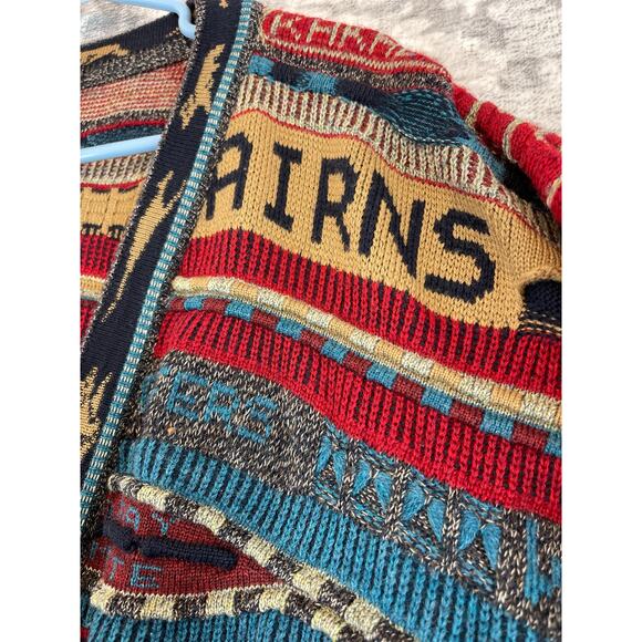 :Emaroo Australia Pure Wool XL Coogi-Style Outback Landmarks 3D Knit Cardigan - Picture 7 of 12